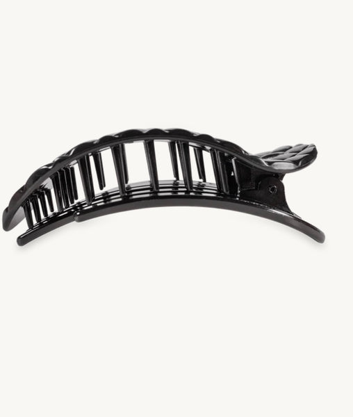 Teleties Jet Black Quilted Flat Round Hair Clip
