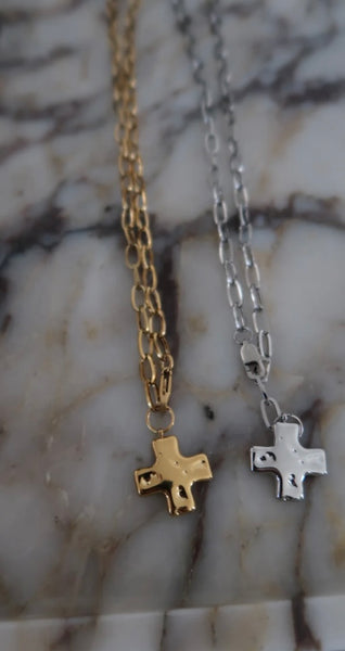 Chansuttpearls Paperclip Cross Necklace