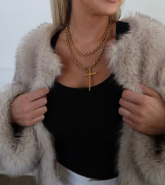 Chansuttpearls Wrap Around Cross Necklace