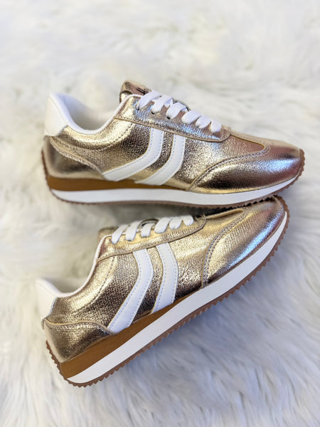 Corkys Kickoff Gold Crinkle Metallic Sneakers