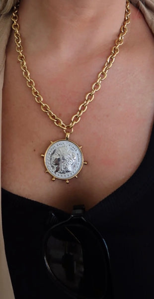 Chansuttpearls Two Toned Coin Necklace