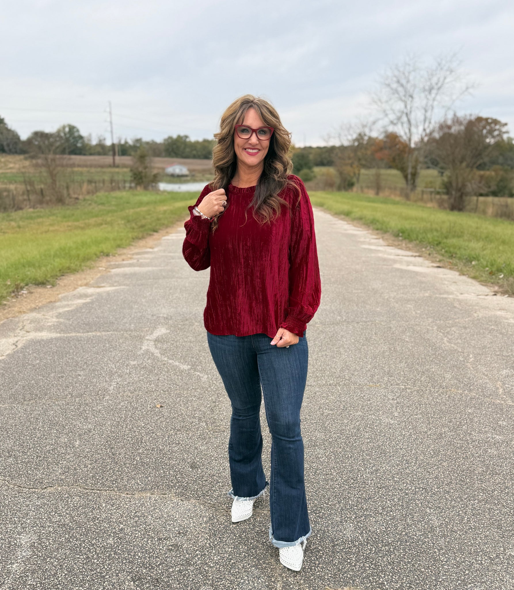 Winterberry Velvet Top