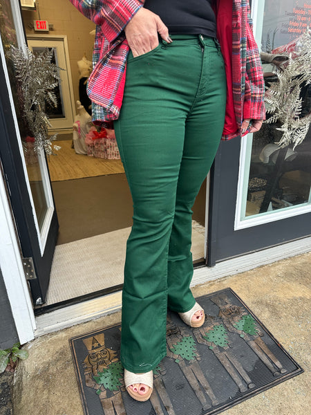 Hunter Green Stretchy Flares