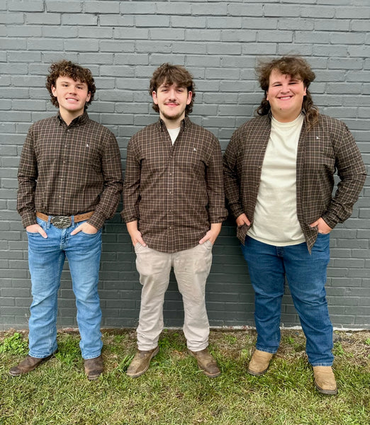 Roost Evergreen Brown Button Down