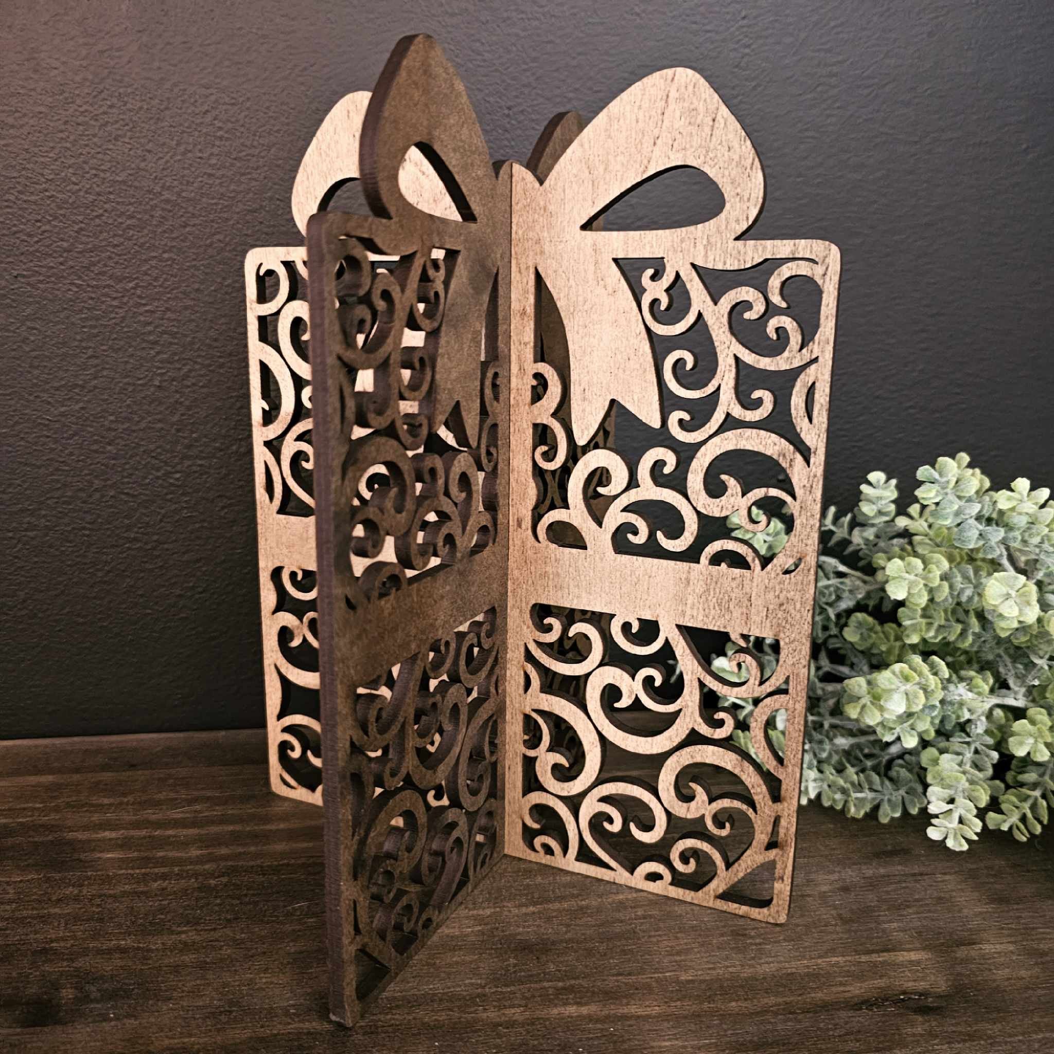 3D Wood Gift Box Table Filler
