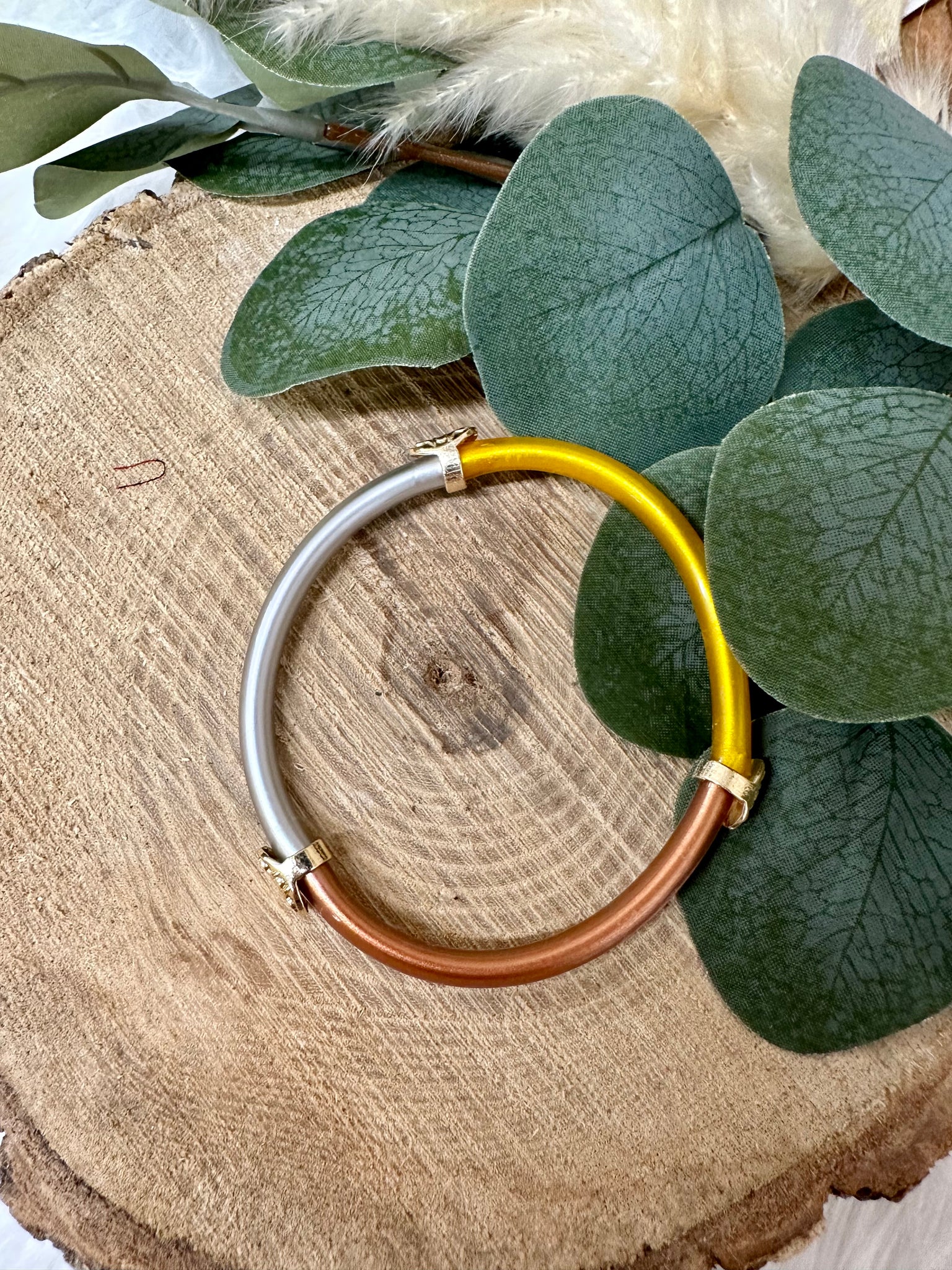 Yellow & Silver Tri-Color Jelly Bracelet