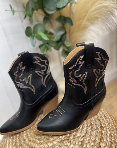 Black Western Bootie