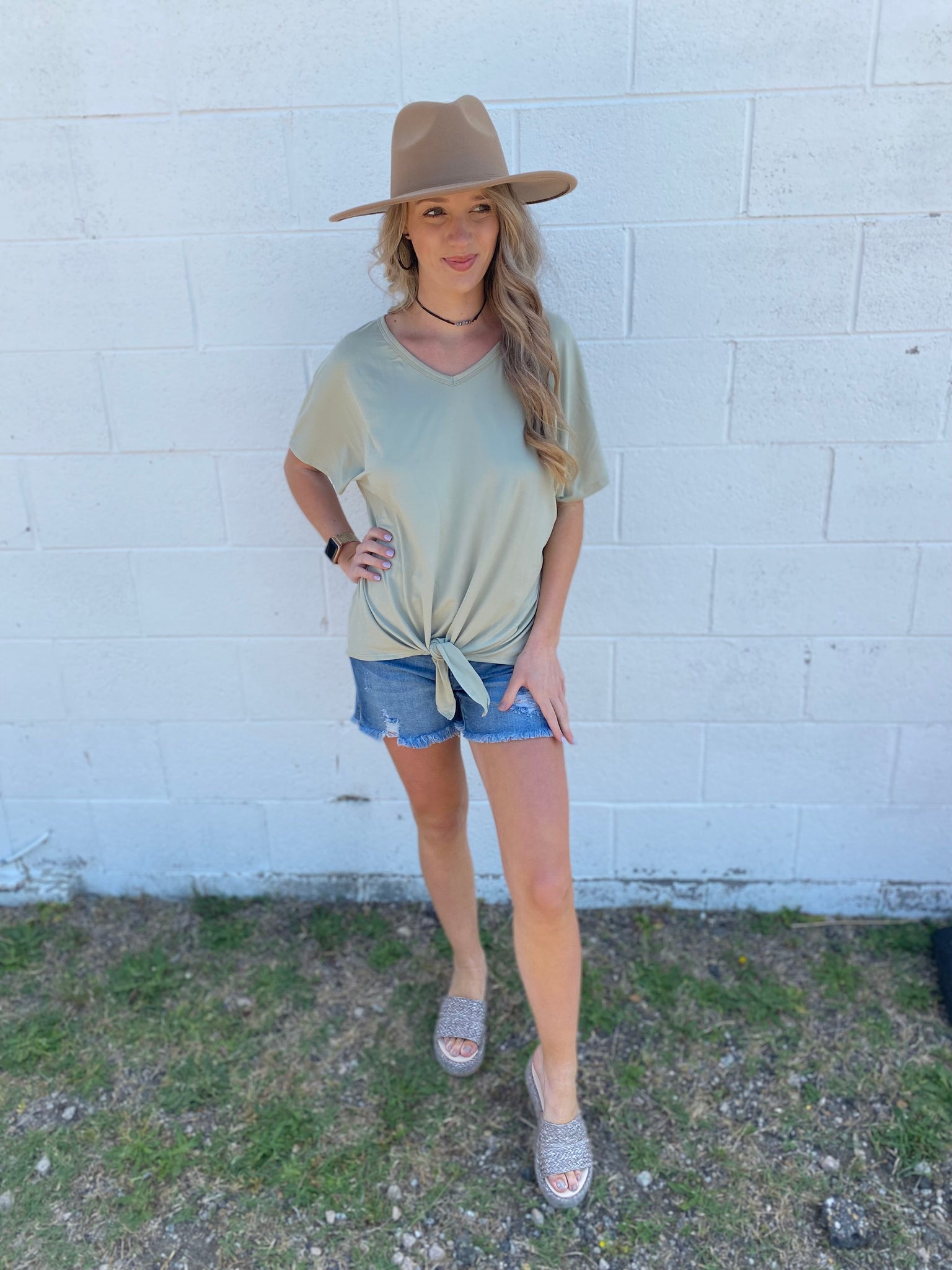 Sage Buttery Soft Front Tied Tunic